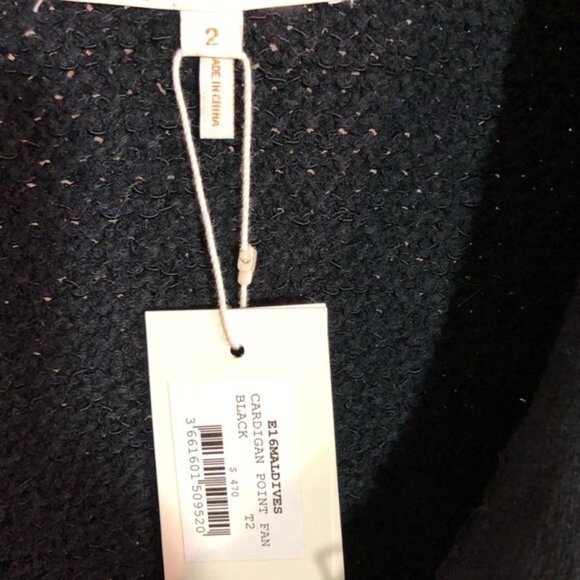 Maje Fringe Cardigan Sweater Black Medium - Picture 9 of 12